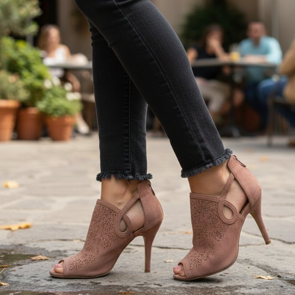 234. Lauren Conrad Caramel Mauve Heeled Sandals – Size 8